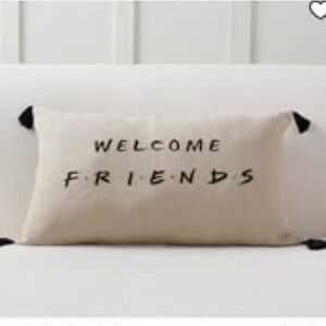Friends x Pottery Barn Cream and Black “Welcome Friends” Pillow
